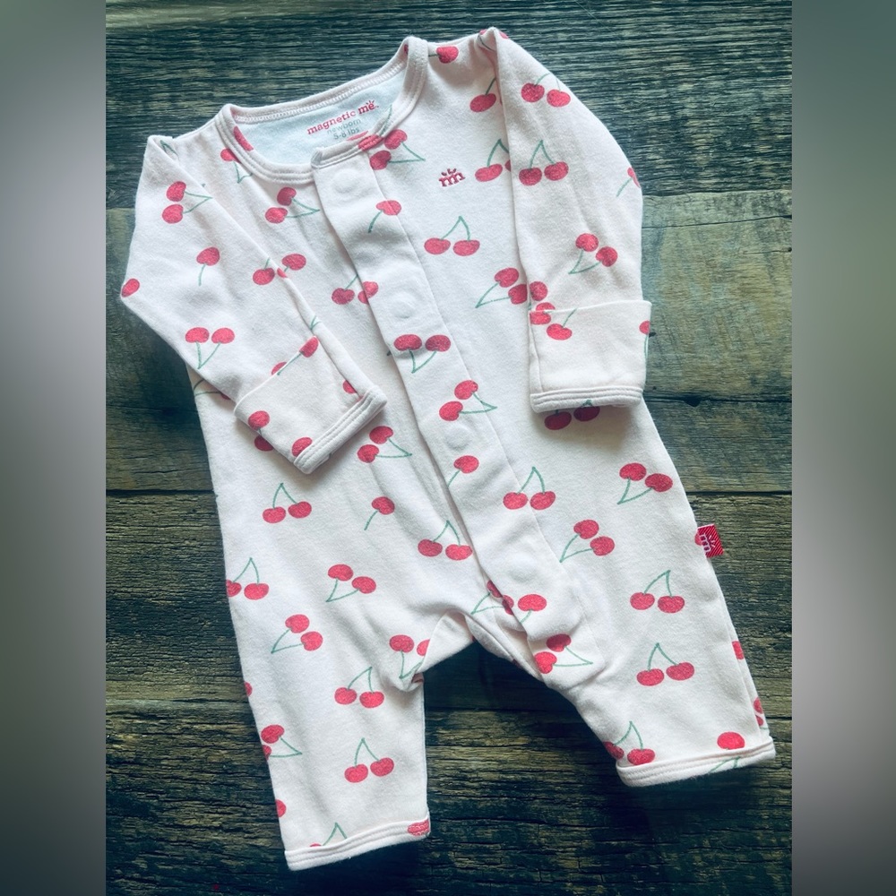 magnetic me Newborn Baby Magnetic No Fuss Cherry Coverall